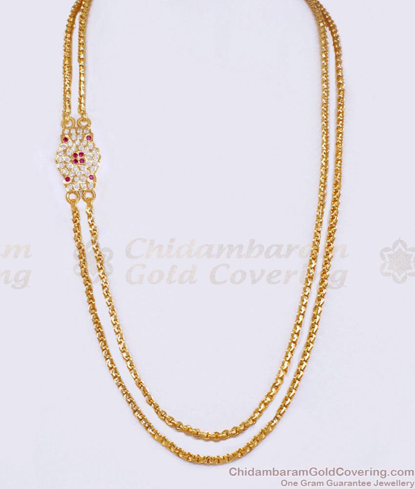 South Indian Bridal Wear Impon 2 Line Mugappu Thali Chain Design WIth Stone MCH1823