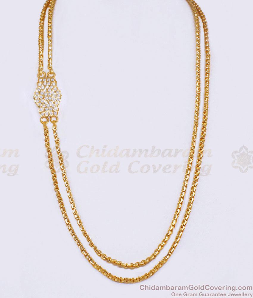 Traditional Two Line Impon Gold Plated Mugappu Chain For Women MCH1828 Traditional Two Line Impon Gold Plated Mugappu Chain For Women MCH1828