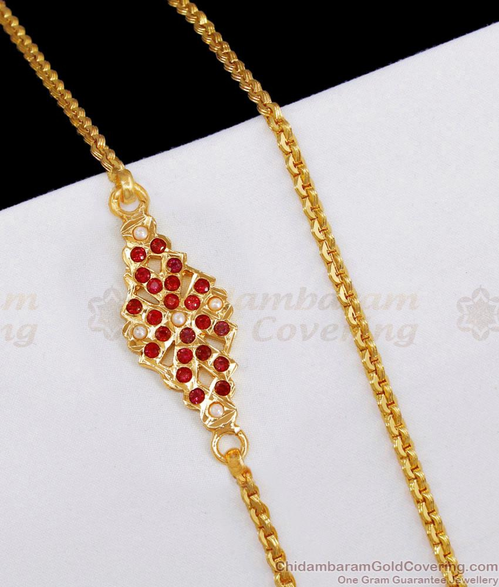 Beautiful Ruby Pearl Stone Impon Thali Chain Design Shop Online MCH1829