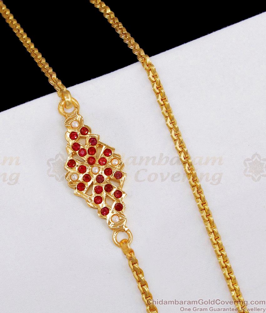 Beautiful Ruby Pearl Stone Impon Thali Chain Design Shop Online MCH1829