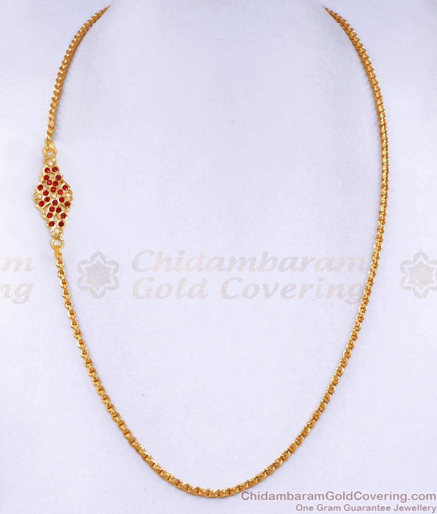 Beautiful Ruby Pearl Stone Impon Thali Chain Design Shop Online MCH1829