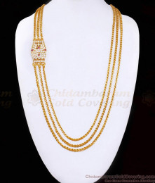 High Quality 5 Metal Three Line Mugappu Chain Peacock Ruby White Stone Design MCH1833