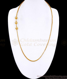 30 Inch Long Premium Quality Micro Gold Polish Plain Mugappu Chain Ball Design MCH1837-Lg