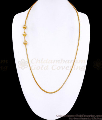 30 Inch Long Premium Quality Micro Gold Polish Plain Mugappu Chain Ball Design MCH1837-Lg