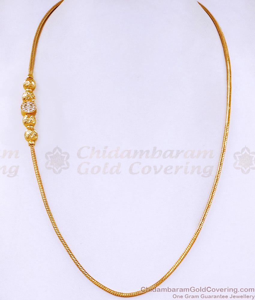 Beautiful Ball Type White Stone Gold Imitation Mugappu Thali Chain Design Online MCH1838
