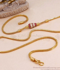 Elegant Ruby White Stone Gold Imitation Mugappu Chain Design At Affordable Price MCH1842