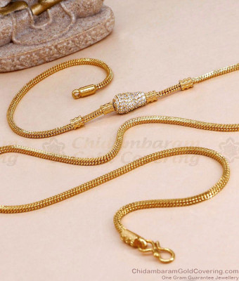 New Arrival One Gram Gold Mugappu Thali White Stone Side Pendant Chain MCH1843
