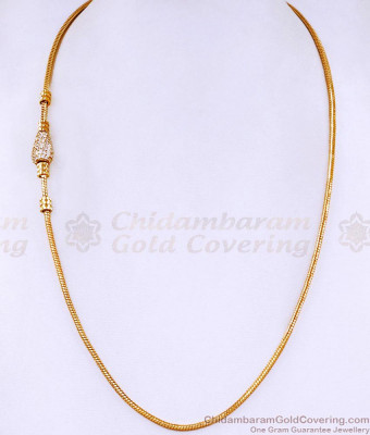 New Arrival One Gram Gold Mugappu Thali White Stone Side Pendant Chain MCH1843