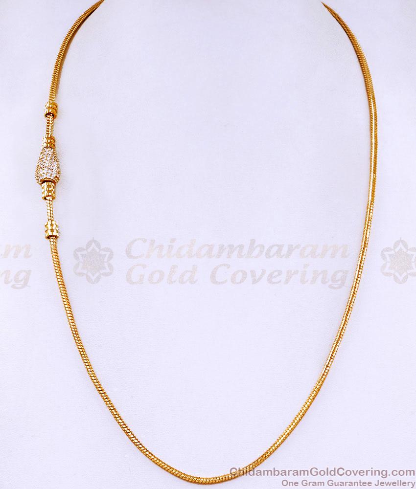New Arrival One Gram Gold Mugappu Thali White Stone Side Pendant Chain MCH1843 New Arrival One Gram Gold Mugappu Thali White Stone Side Pendant Chain MCH1843