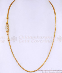 One Gram Gold Side Pendant White Stone Mugappu Thali Chain For Women MCH1844