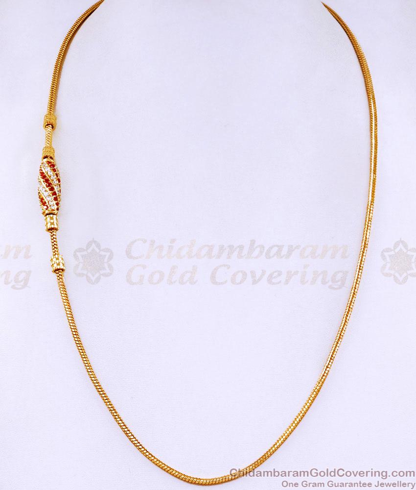 Buy Ruby White Stone Spiral Gold Mugappu Chain For Married Women MCH1845 Buy Ruby White Stone Spiral Gold Mugappu Chain For Married Women MCH1845