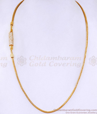 Glittering Full White Stone Gold Plated Modern Mugappu Chain Collections MCH1846