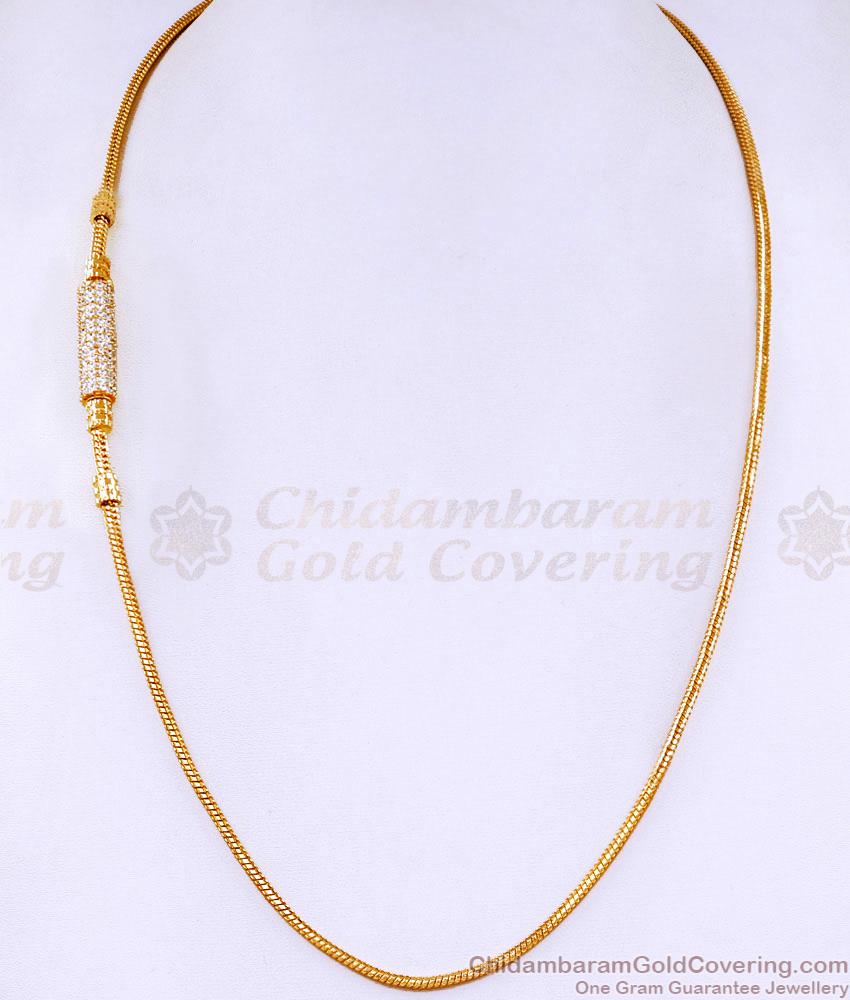 Glittering Full White Stone Gold Plated Modern Mugappu Chain Collections MCH1846 Glittering Full White Stone Gold Plated Modern Mugappu Chain Collections MCH1846