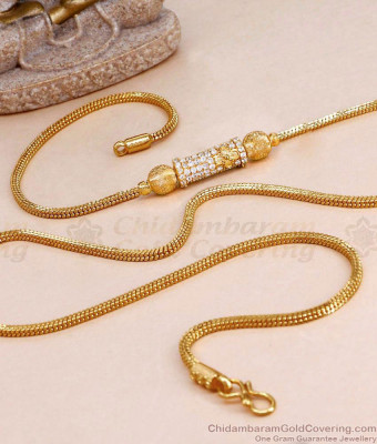 Stylish Floral Design Gold Imitation White Stone Mugappu Chain For Women MCH1847
