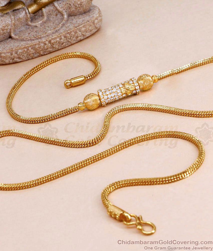 Stylish Floral Design Gold Imitation White Stone Mugappu Chain For Women MCH1847 Stylish Floral Design Gold Imitation White Stone Mugappu Chain For Women MCH1847