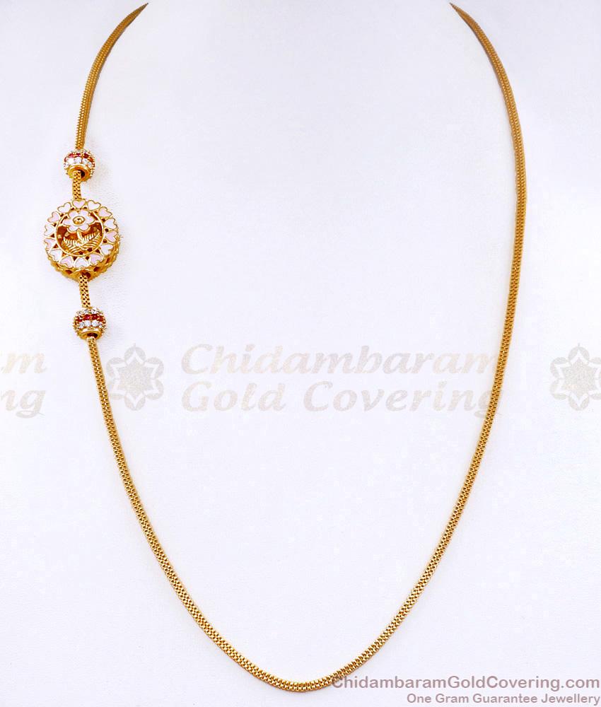 Double Side Enamel Pattern Floral Gold Imitation Mugappu Design Online MCH1848