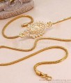 Grand Big White Stone Peacock Side Pendant Gold Mugappu Chain Online MCH1850