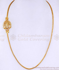 Grand Big White Stone Peacock Side Pendant Gold Mugappu Chain Online MCH1850