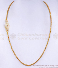 Latest Daily Wear Impon White Stone Peacock Mugappu Chain Online MCH1853 Latest Daily Wear Impon White Stone Peacock Mugappu Chain Online MCH1853