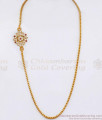 Stylish Flower Design Impon Gold Plated Mugappu Thali Chain With Stone MCH1856
