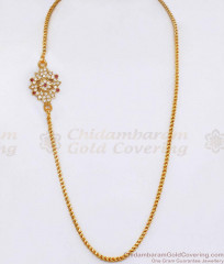Stylish Flower Design Impon Gold Plated Mugappu Thali Chain With Stone MCH1856 Stylish Flower Design Impon Gold Plated Mugappu Thali Chain With Stone MCH1856