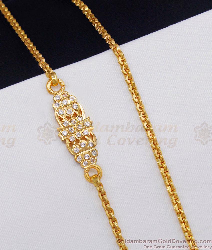 Full White Stone Impon Gold Plated Mugappu Chain For Married Women MCH1857 Full White Stone Impon Gold Plated Mugappu Chain For Married Women MCH1857