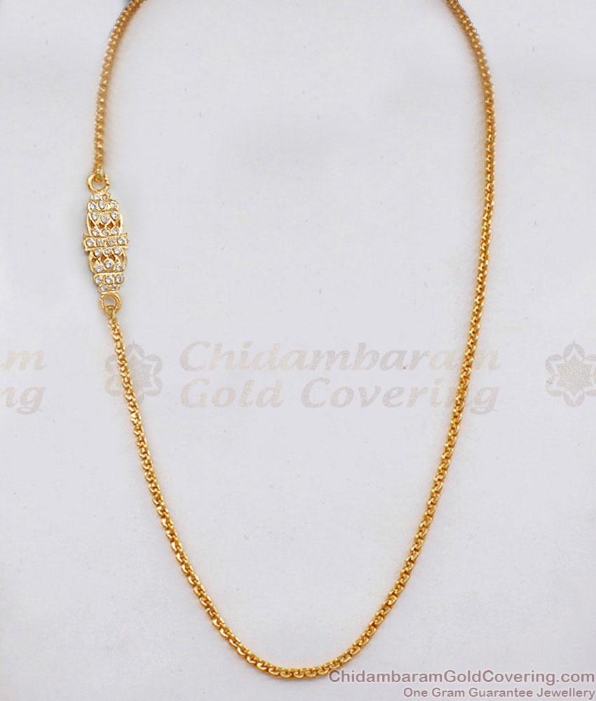 Full White Stone Impon Gold Plated Mugappu Chain For Married Women MCH1857 Full White Stone Impon Gold Plated Mugappu Chain For Married Women MCH1857