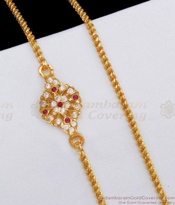 Light Weight Impon Gold Imitation Mugappu Chain Floral Design MCH1860