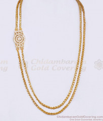 Latest Full White Stone Impon Mugappu Chain 5 Metal Bridal Jewelry MCH1868 Latest Full White Stone Impon Mugappu Chain 5 Metal Bridal Jewelry MCH1868