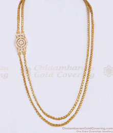 Latest Full White Stone Impon Mugappu Chain 5 Metal Bridal Jewelry MCH1868 Latest Full White Stone Impon Mugappu Chain 5 Metal Bridal Jewelry MCH1868
