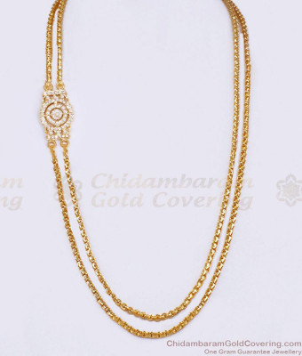 Latest Full White Stone Impon Mugappu Chain 5 Metal Bridal Jewelry MCH1868