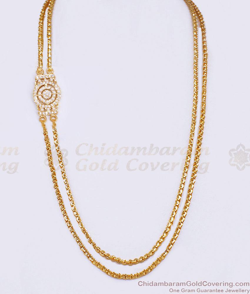 Latest Full White Stone Impon Mugappu Chain 5 Metal Bridal Jewelry MCH1868