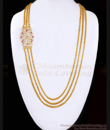 Grand Bridal Wear Three Line Impon Mugappu Thali Chain 1 Gram Gold Jewelry MCH1869