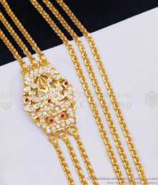 Lakshmi Design Impon Ruby White Stone 3 Line Mugappu Thali Chain Shop Online MCH1873