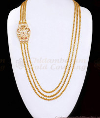 Lakshmi Design Impon Ruby White Stone 3 Line Mugappu Thali Chain Shop Online MCH1873