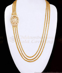High Quality Impon 5 Metal 3 Line Muggapu Chain Lakshmi Design With White Stone MCH1874