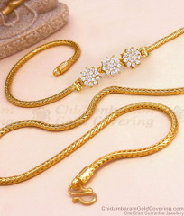 Beautiful Floral Design White Stone Gold Mugappu Thali Chain MCH1875