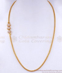 Beautiful Floral Design White Stone Gold Mugappu Thali Chain MCH1875 Beautiful Floral Design White Stone Gold Mugappu Thali Chain MCH1875