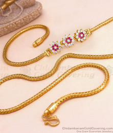 High Quality Ruby White Stone Gold Imitation Mugappu Chain MCH1876