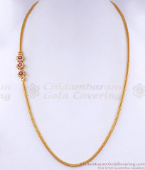 High Quality Ruby White Stone Gold Imitation Mugappu Chain MCH1876 High Quality Ruby White Stone Gold Imitation Mugappu Chain MCH1876