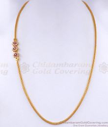 High Quality Ruby White Stone Gold Imitation Mugappu Chain MCH1876