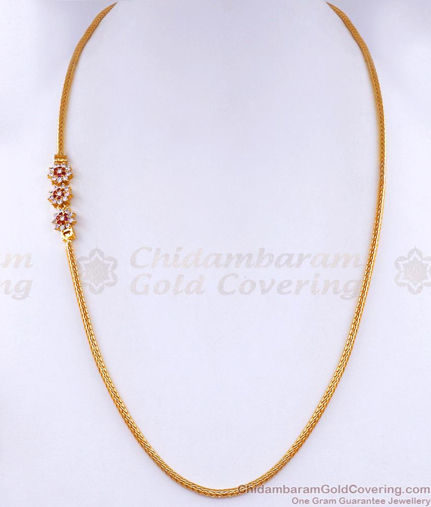 High Quality Ruby White Stone Gold Imitation Mugappu Chain MCH1876