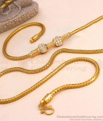 Latest Ball Design White Stone Gold Mugappu Chain For Women MCH1879