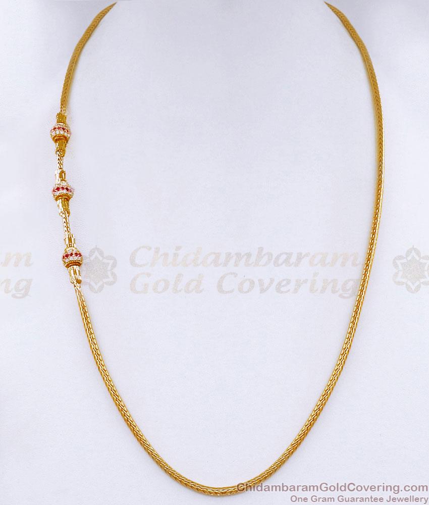 Triple Ball Design Ad Stone Gold Mugappu Thali Kodi Chain MCH1881