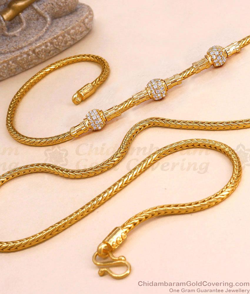 Traditional Full White Stone Gold Imitation Mugappu Ball Design MCH1882