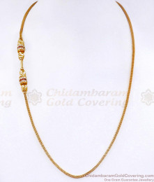 Traditional Ruby White Stone Gold Mugappu Thin Chain Design MCH1884 Traditional Ruby White Stone Gold Mugappu Thin Chain Design MCH1884