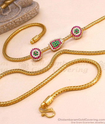 High Quality Gold Imitation Mugappu Multi Stone Design With Kodi Chain MCH1888