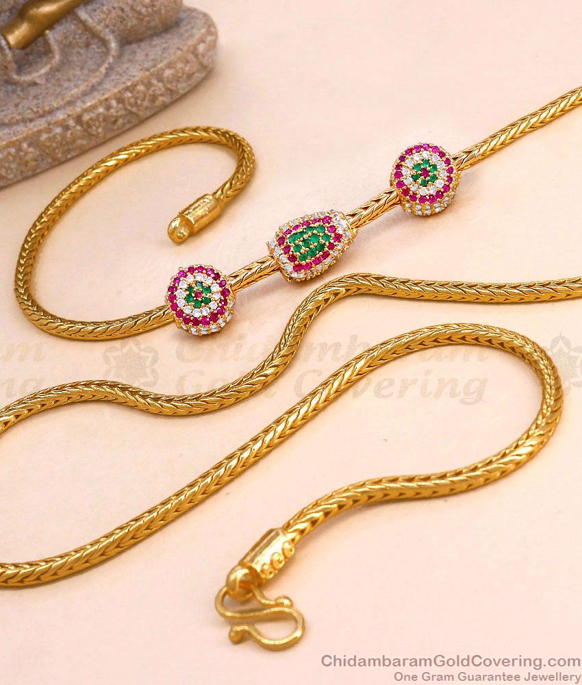 High Quality Gold Imitation Mugappu Multi Stone Design With Kodi Chain MCH1888 High Quality Gold Imitation Mugappu Multi Stone Design With Kodi Chain MCH1888