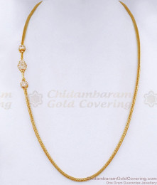 Latest White Stone Ball Design Micro Gold Plated Mugappu Thali Chain MCH1889 Latest White Stone Ball Design Micro Gold Plated Mugappu Thali Chain MCH1889