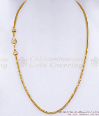 Latest White Stone Ball Design Micro Gold Plated Mugappu Thali Chain MCH1889